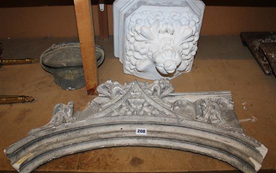 2 plaster mounts & stone military hat